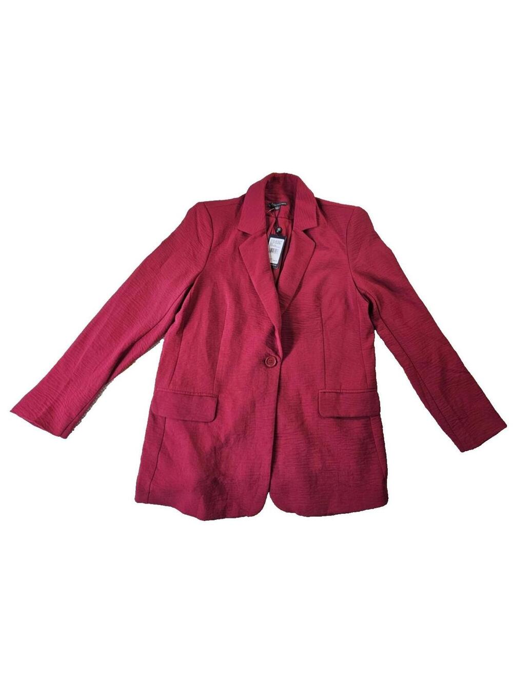 Adrianna Papell Women's L Red One Button Lined Blazer Coat Jacket Textured